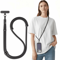 SURDOCA 3 in 1 Handykette Universal mit Tether Tab & Schlaufe, Verstellbares Anti-Diebstahl Handyband zum Umhängen, Hals & Handgelenk – geeignet für Handy, Kamera, Kopfhörer, USB-Sticks & Ausweise Schwarz Angebot bei HelloDeals