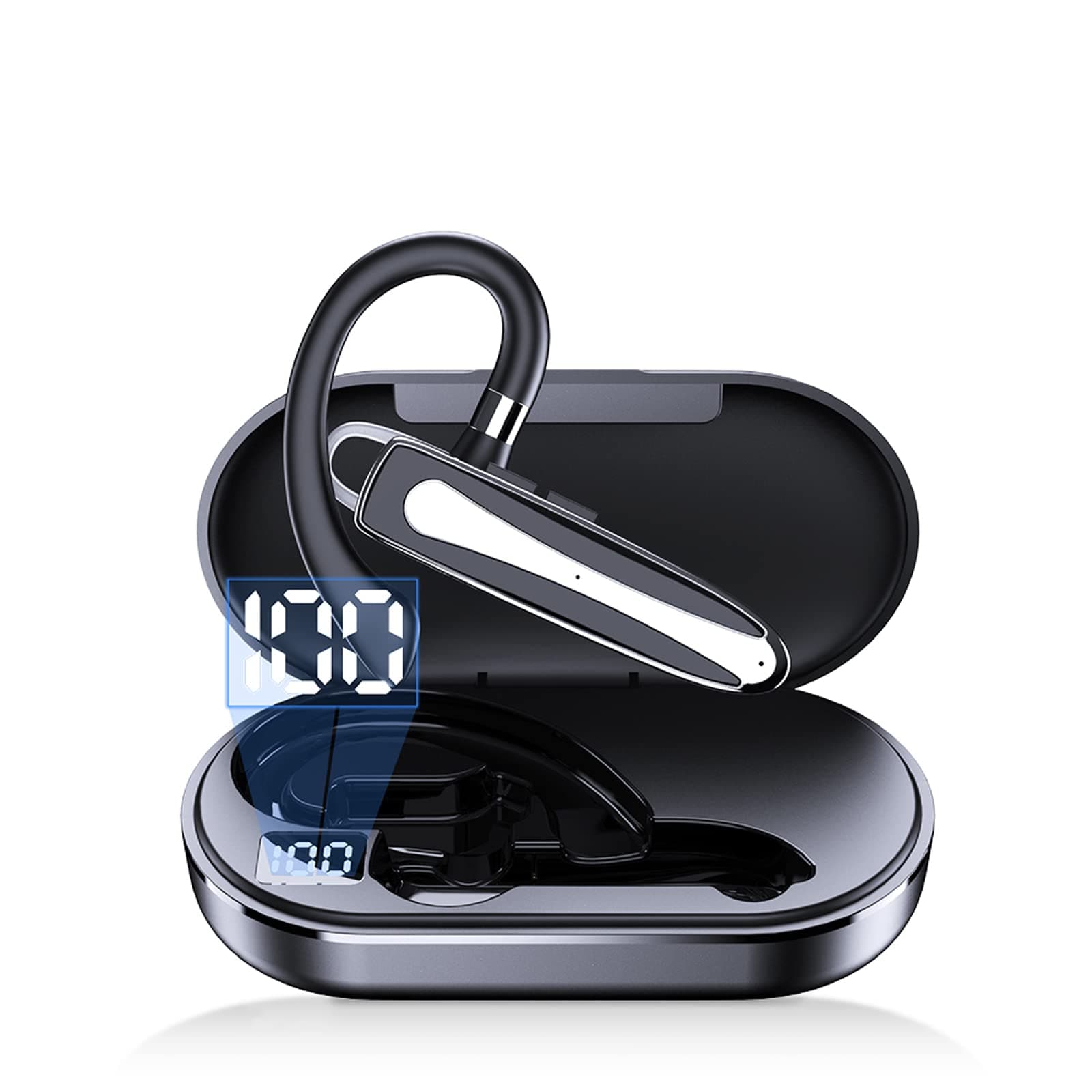 Bluetooth Headset mit Mikrofon Freisprechanlage Bluetooth Ohr Headset Bluetooth Handy In Ear Kopfhörer mit Ladeetui für Autofahren Business Büro drahtlose Kopfhörer Earphones Freisprecheinrichtung Angebot bei HelloDeals
