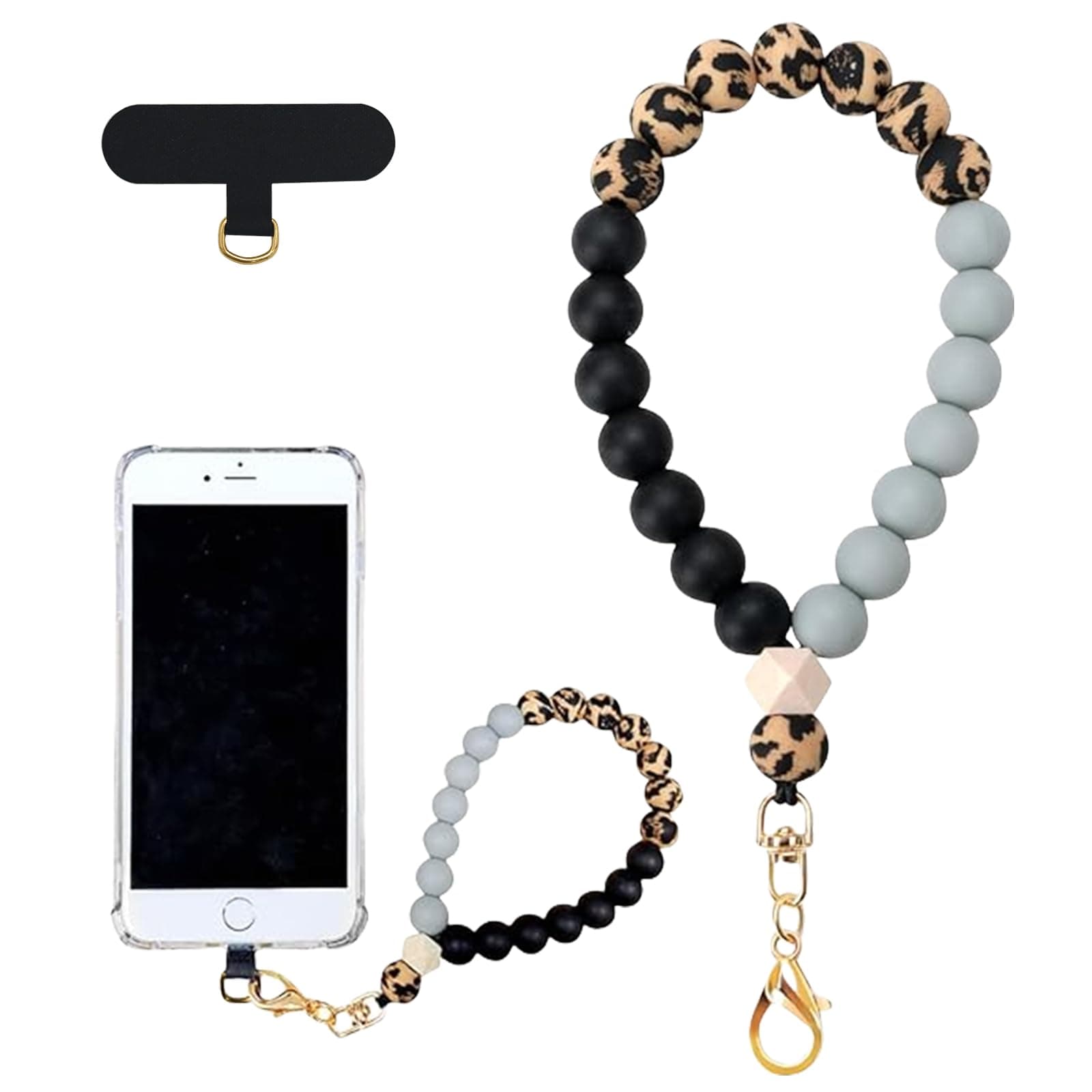 Silikonperlen-Handgelenkschlaufe, Handy-Lanyard mit Handy Lanyard Pads, Elastisches Freihand-Armband, Handy Strap, für die Meisten Smartphones Mehrfarbig Angebot bei HelloDeals