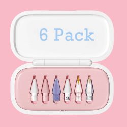 6 Stück Spitzen Ersatz für Apple Pencil 1/2/Pro Generation, Hochempfindliche Ersatzspitzen und Präziser Steuer Stift/Eingabestift Nib für iPad Pencil (C-6 Stück Mit Rosa Box) Angebot bei HelloDeals