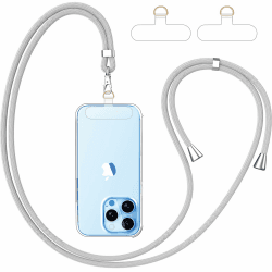 Handyband Universal, Handy Lanyard mit 2 Stück Universelles Patch, Handyband mit Hülle kombinierbar, Einstellbar und Abnehmbar - Hellgrau+Transparent Angebot bei HelloDeals