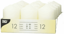 12 Stumpenkerzen Ø 40 mm · 60 mm elfenbein "Ivory" mit Flachkopf Elfenbein 1 - Pack Angebot bei HelloDeals