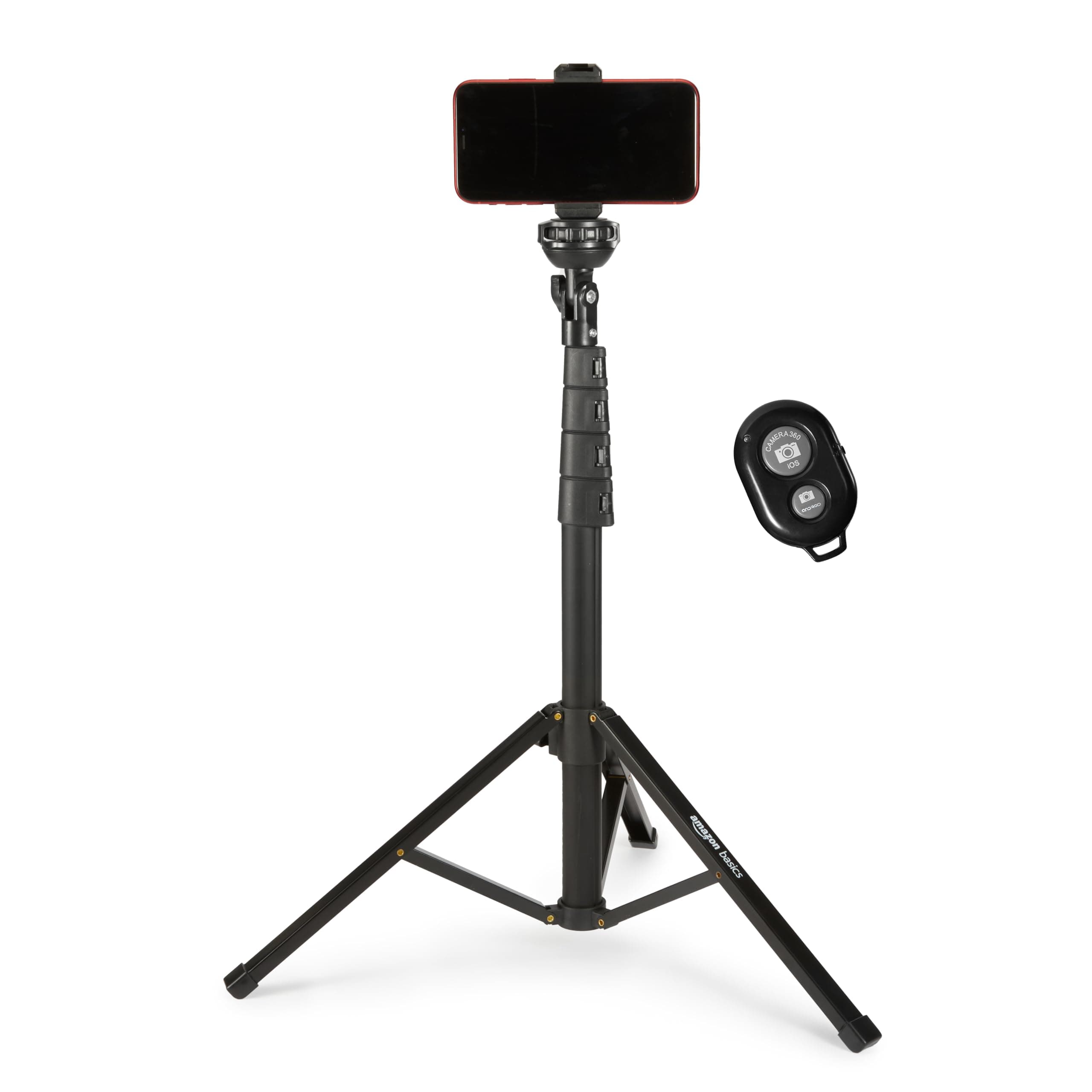 Amazon Basics Stativ für iPhones und Smartphones, ausziehbar auf bis zu 162 cm, Selfiestick-Modus und Telefonstativ-Modus, schwarz Angebot bei HelloDeals