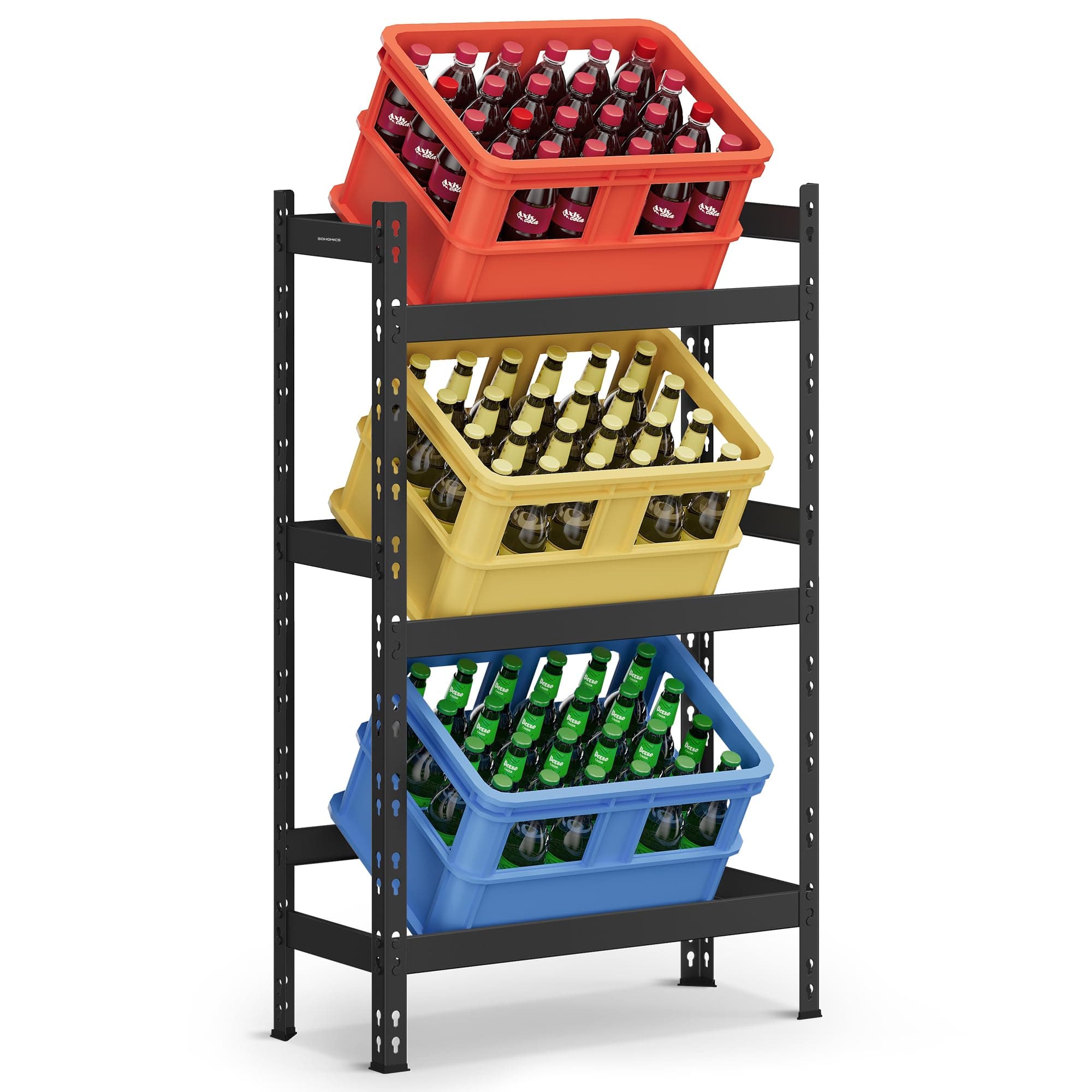 SONGMICS Getränkekistenregal, für 3 Getränkekisten, 3 Ebenen, Jede Ebene bis 30 kg belastbar, Getränkeregal,Bierkistenregal, Stahl, Kistenständer, Wasserkistenregal, tintenschwarz GYL001B01 Angebot bei HelloDeals