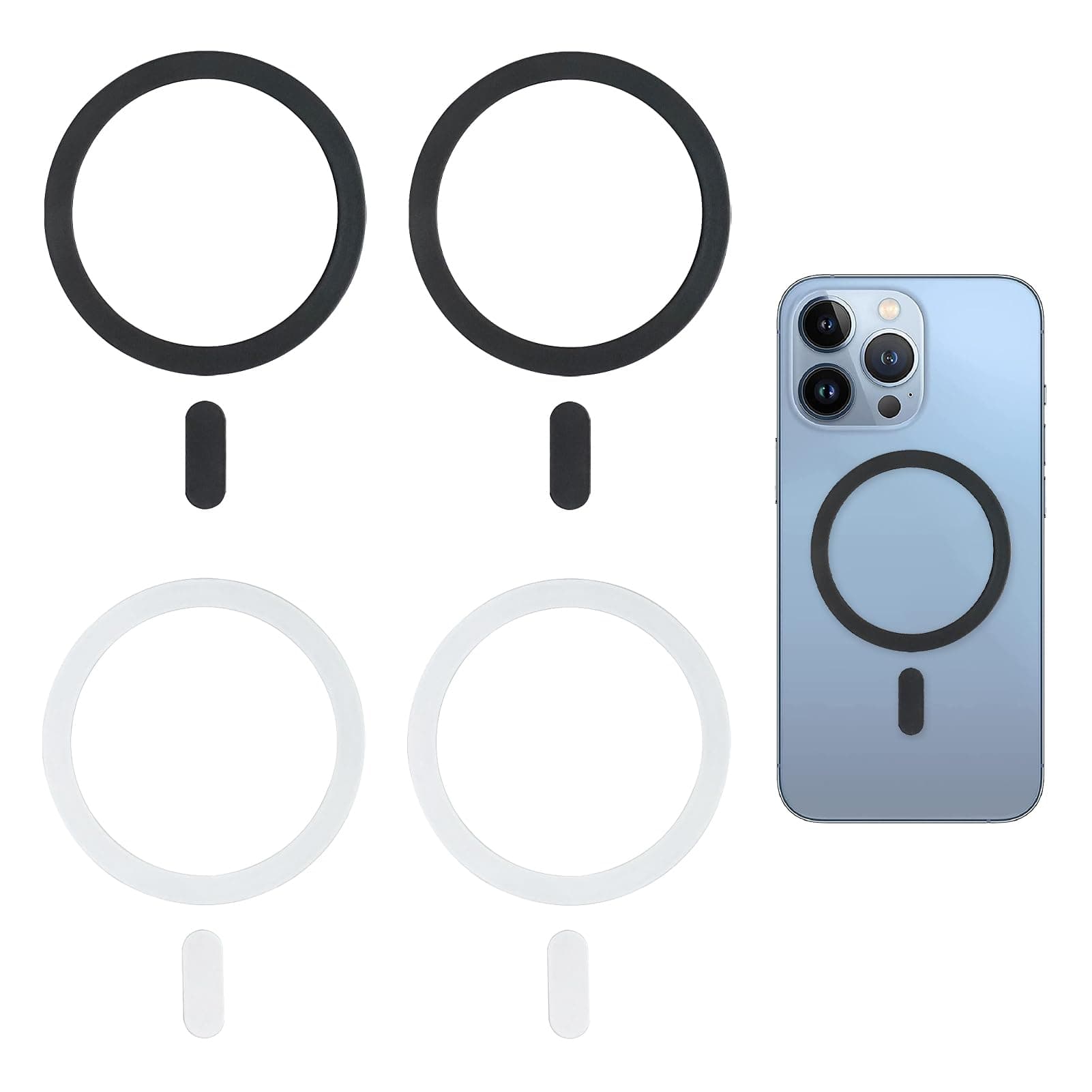4 Stück Universal Magnet Ring Aufkleber, Kompatibel mit MagSafe Ring, Verbesserte Magnetische Aufladung und Zubehörhalterung, Einfache Installation, Optimierte Ladefunktion, Schwarz & Weiß Angebot bei HelloDeals