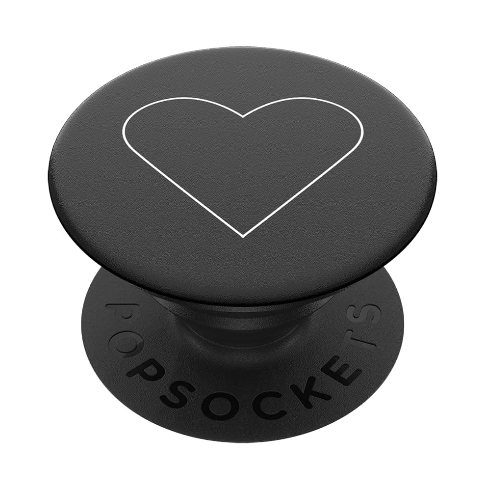 PopSockets 800667 PopGrip - Ausziehbarer Sockel und Griff für Smartphones und Tablets mit einem Austauschbarem Top - White Heart Black Adhesive Weiß, Schwarz Angebot bei HelloDeals