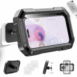 KDD wasserdichte Handyhalterung Dusche - 360° Drehbare & Abnehmbare Dusche Handyhülle, Handy Wandhalterung mit HD Touchscreen für Badezimmer Küche Handy Accessoires Passend für 4-6.7“ Telefone Angebot bei HelloDeals
