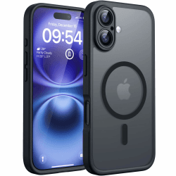TOCOL für iPhone 16 Hülle für Magsafe, Vollständiger Kameraschutz Stoßfest Kratzfest Transluzente Rückseite Magnetisch Handyhülle für iPhone 16 Case, Schwarz iPhone 16 Schwarz Angebot bei HelloDeals