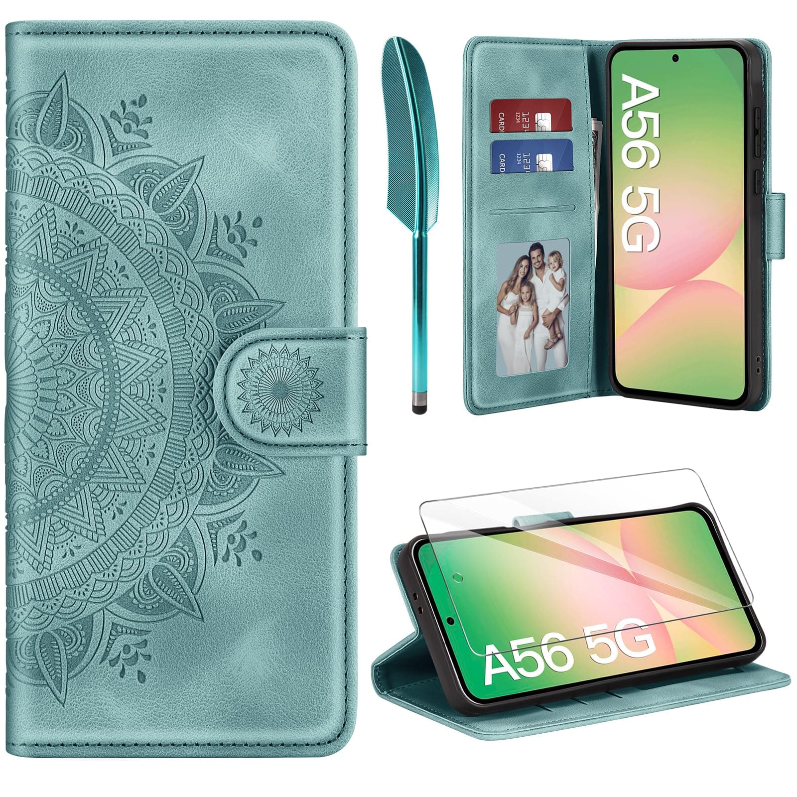 ivencase Lederhülle für Samsung Galaxy A56 5G Hülle und Schutzfolie, Premium Klappbar Handyhülle Flip Wallet, [Kartenfach] [PU Leder] [Ständer] Schutzhülle Kompatibel mit Samsung A56 5G, Grün Samsung Galaxy A56 5G Grün Angebot bei HelloDeals