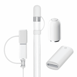 Magnetische Ersatzkappe und Ladeadapter für Apple Pencil 1.Generation, Zubehör mit Silikon Schutzkappe und Tether-Adapter, kompatibel mit iPad Pencil und Lightning-Kabel für appel pencil 1.generation Angebot bei HelloDeals
