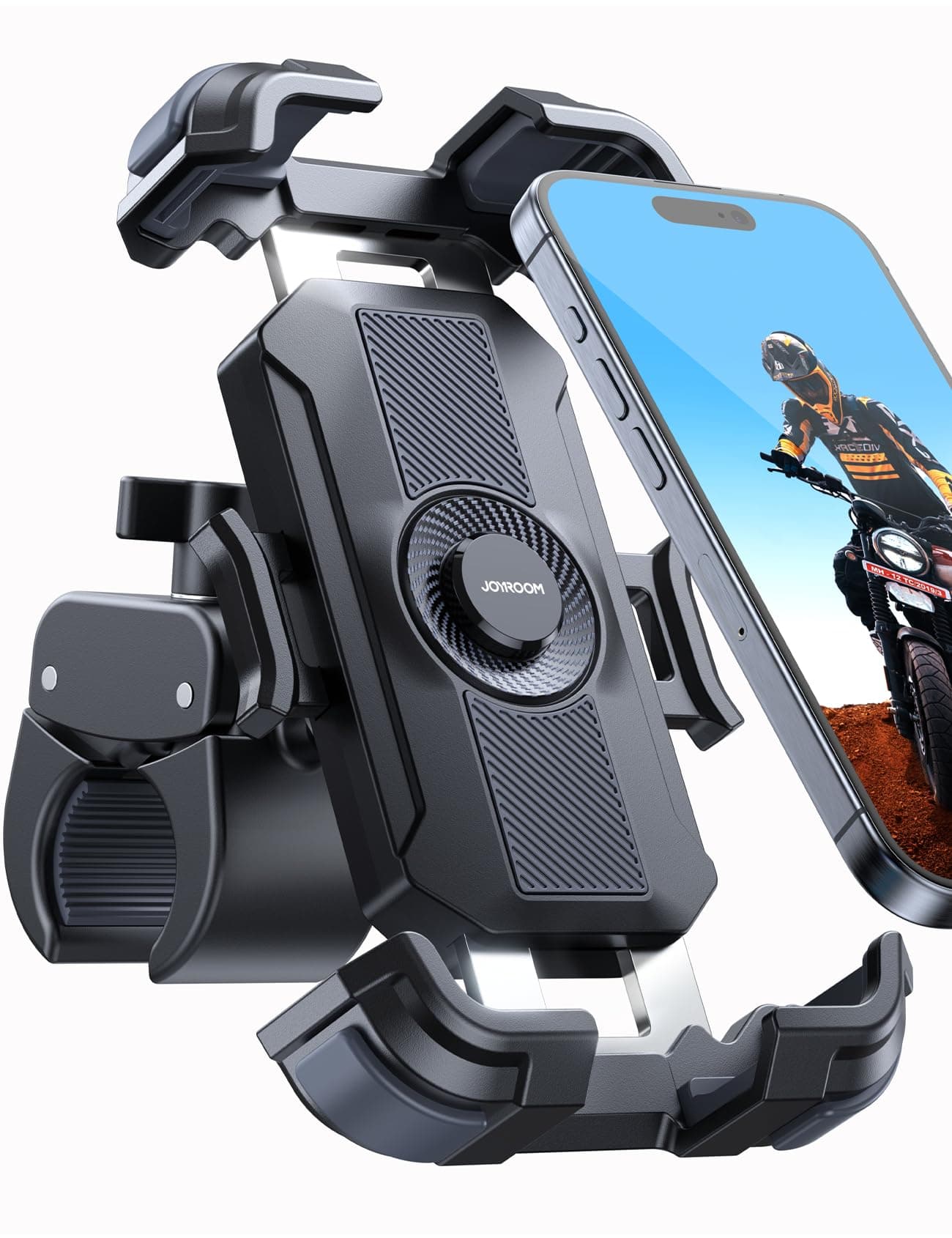 JOYROOM Handyhalterung Motorrad 2025 Upgrade [Metall Vibrationsgedämpft] Handyhalter Fahrrad, 360° Drehbar Lenker Halter für iPhone 16 Samsung Smartphone 4,7–7" Schwarz Angebot bei HelloDeals