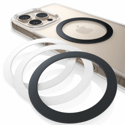 Lamicall 4 Stück für MagSafe Ring Aufkleber Metallring - [Stabil & Ultradünn] Selbstklebender Magnetring für Handyhülle, Metall Magnet Ring für iPhone 17 16 15, MagSafe-Zubehör (Nicht Magnetisch) 2 Schwarz + 2 Weiß Angebot bei HelloDeals