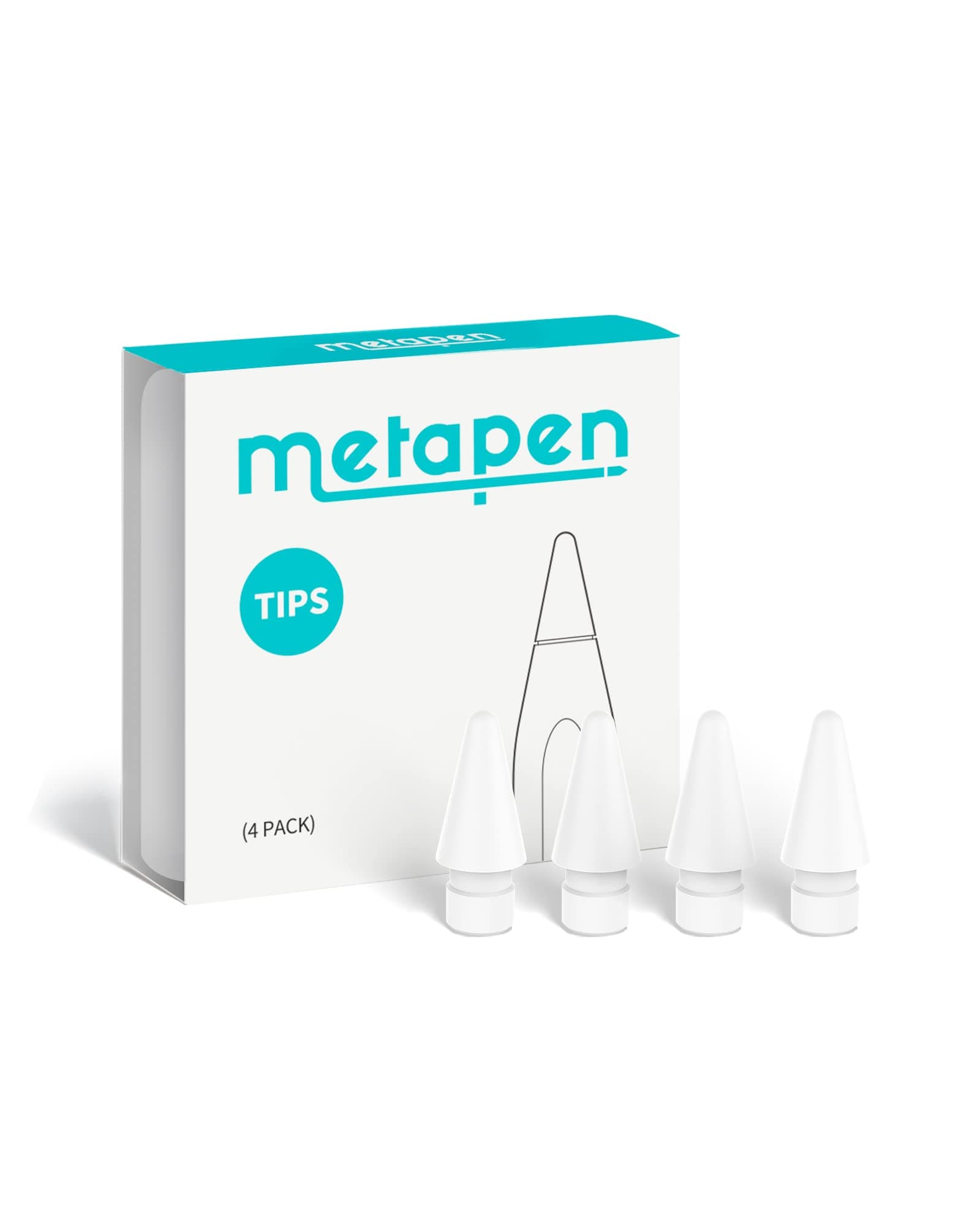 Metapen 4 Stück Spitzen kompatibel mit Apple Pencil Pro, USB-C, 2., 1. Generation und A8/A11/Air8/A14/D1-1:1 Originalgröße, Super Langlebig, Ersatz-Apple-Stiftspitzen, Hohe Empfindlichkeit (Weiß) Angebot bei HelloDeals