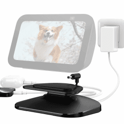 PlusAcc Ständer für Show 5 & Handy mit USB-C/A-Ladeanschluss - Verstellbare Ladeständer Halterung Ladestation Basis kompatibel mit Show 5 3.Gen/iPhone/iPad (Schwarz) Angebot bei HelloDeals