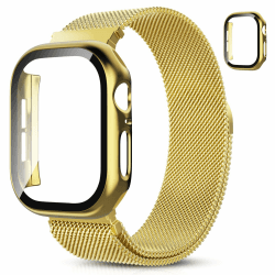 Magnetisch Armband mit Schutzhülle für Apple Watch Band 38/40/41/42/44/45/46/49mm Damen Herren, Edelstahl Milanese Loop Band und Hülle iWatch Series 11 10 9 8 7 6 5 4 3 SE 1/2/3 Ultra 1/2/3 40mm-Series 6/5/4/SE1/SE2/SE3 Gold Angebot bei HelloDeals