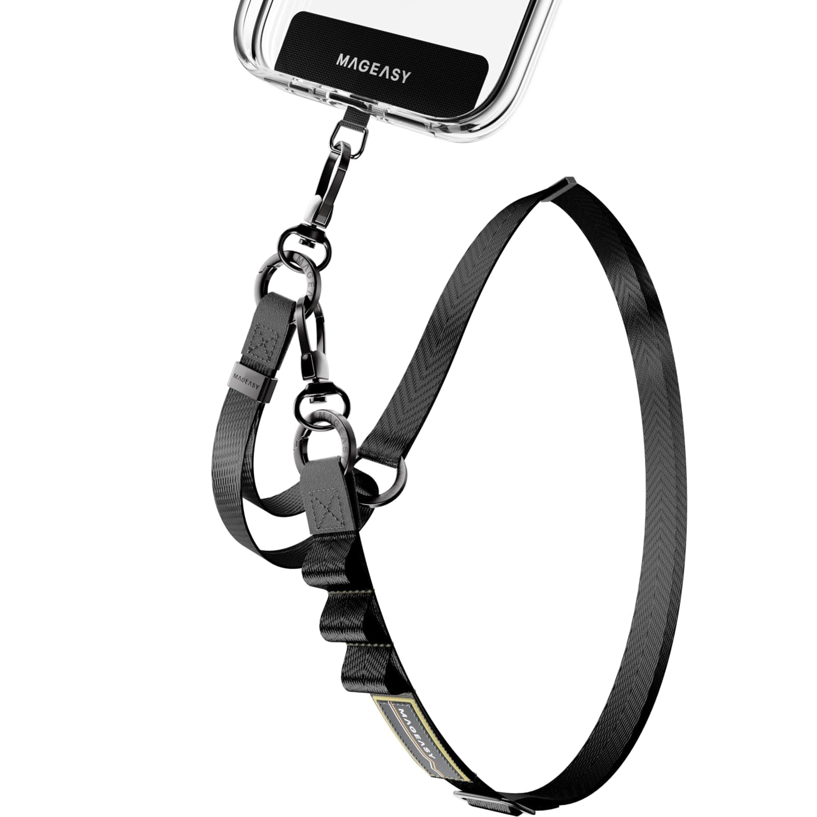 MAGEASY 2-in-1-Handy-Umhängeband – Universal-Crossbody-Handygurt und Handschlaufe mit integriertem Schlüsselanhänger, Handy-Haltegurte Schwarz Angebot bei HelloDeals