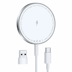 Mag-Safe Ladegerät für iPhone Ladestation: Magnet Wireless Charger Induktive Kabelloses Ladepad Kompatibel mit iPhone 17 Air 16e 16 15 14 13 12 und Air-Pods 4 3 2 Pro (Ohne Netzteil, 1 Stück) 1 Stück Weiß Angebot bei HelloDeals