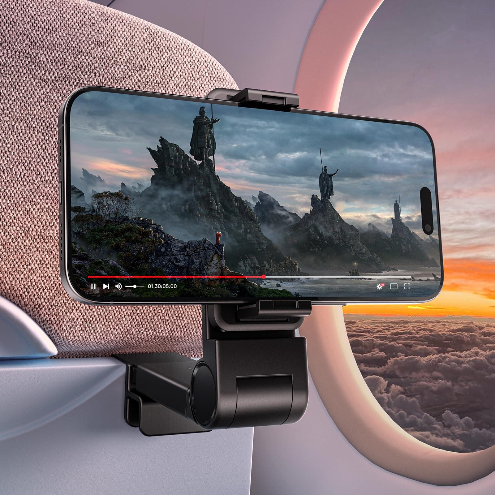 JSAUX Flugzeugtelefonhalterung, Flugzeug-Telefonhalterung mit 360-Grad-Drehung, Reise-Telefonhalterung, Freisprecheinrichtung, Flugzeug-Reiseutensilien zum Fliegen 1 Einheit Schwarz Angebot bei HelloDeals