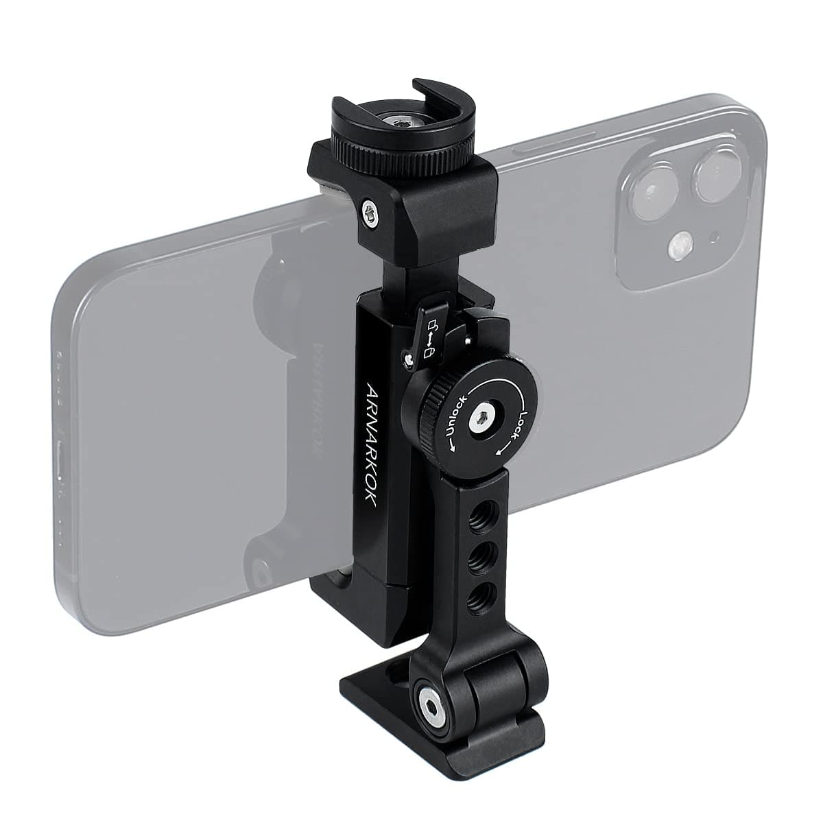 Metall-Stativhalterung + drehbarer Blitzschuh, um 360 Grad dreh- und neigbarer Winkel, kompatibel mit iPhone Smartphone-Halterung,Desktop-Stativ für Handy,Video-Live-Streaming,Vlogging Rig Angebot bei HelloDeals