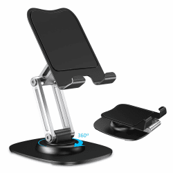 CreaDream Handyständer für den Schreibtisch, Aluminium-Telefonhalter mit 360° drehbarer Metallbasis, Tragbarer Desktop-Telefonhalter, kompatibel mit iPhone 16 15 Pro Samsung Alle 4,7-8-Zoll-Telefone Schwarz Angebot bei HelloDeals