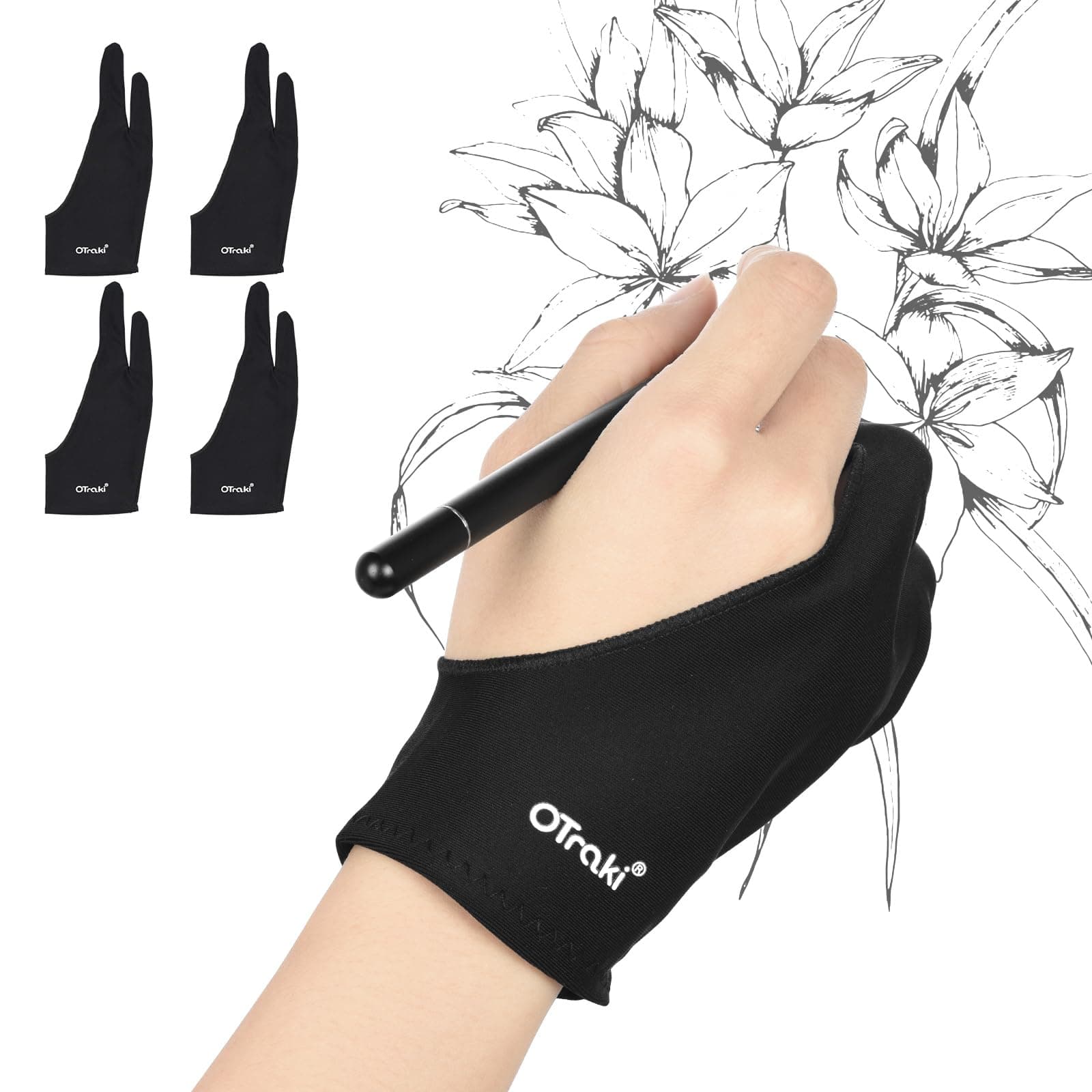 OTraki Artist Glove Elastisch Antifouling Handschuh Zeichnen Künstler Handschuh für Grafiktablett Graphics Tablet Pen-Monitor Drawing Tablet Light Box Verfolgenbrett 8.2x20cm Schwarz Angebot bei HelloDeals