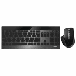 Rapoo 9900M kabelloses Tastatur-Maus Set Wireless Deskset 3200 DPI Sensor wiederaufladbarer Akku flaches Aluminium Design DE-Layout QWERTZ PC & Mac - schwarz Maus + Tastatur Single Angebot bei HelloDeals
