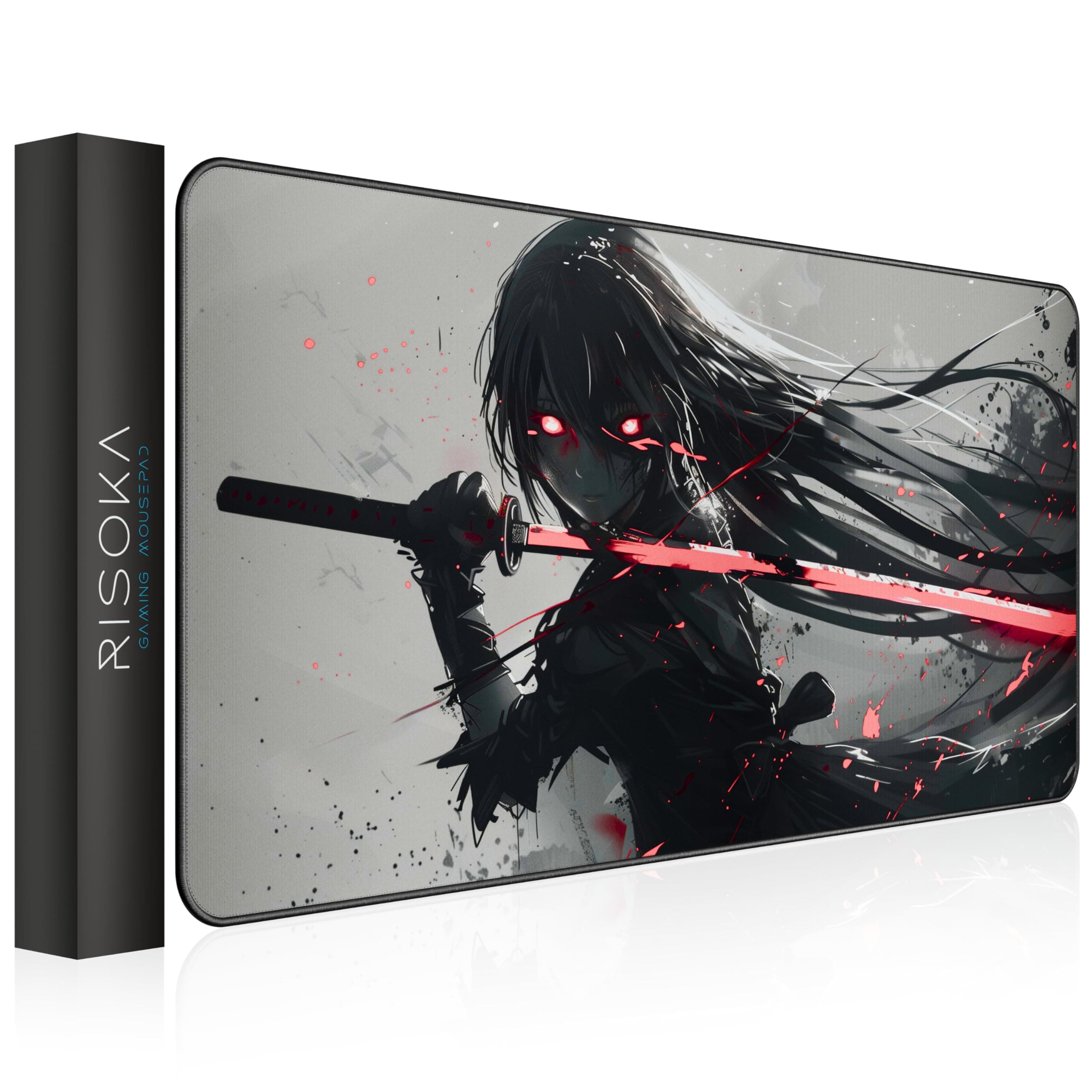 XXL Gaming Mauspad 900x400 - Vernähte Kanten & wasserabweisend - Anime Mousepad für Gamer & Büro - großes Maus Pad & Schreibtischunterlage - Mouse Mat Setup & PC Night Katana Angebot bei HelloDeals