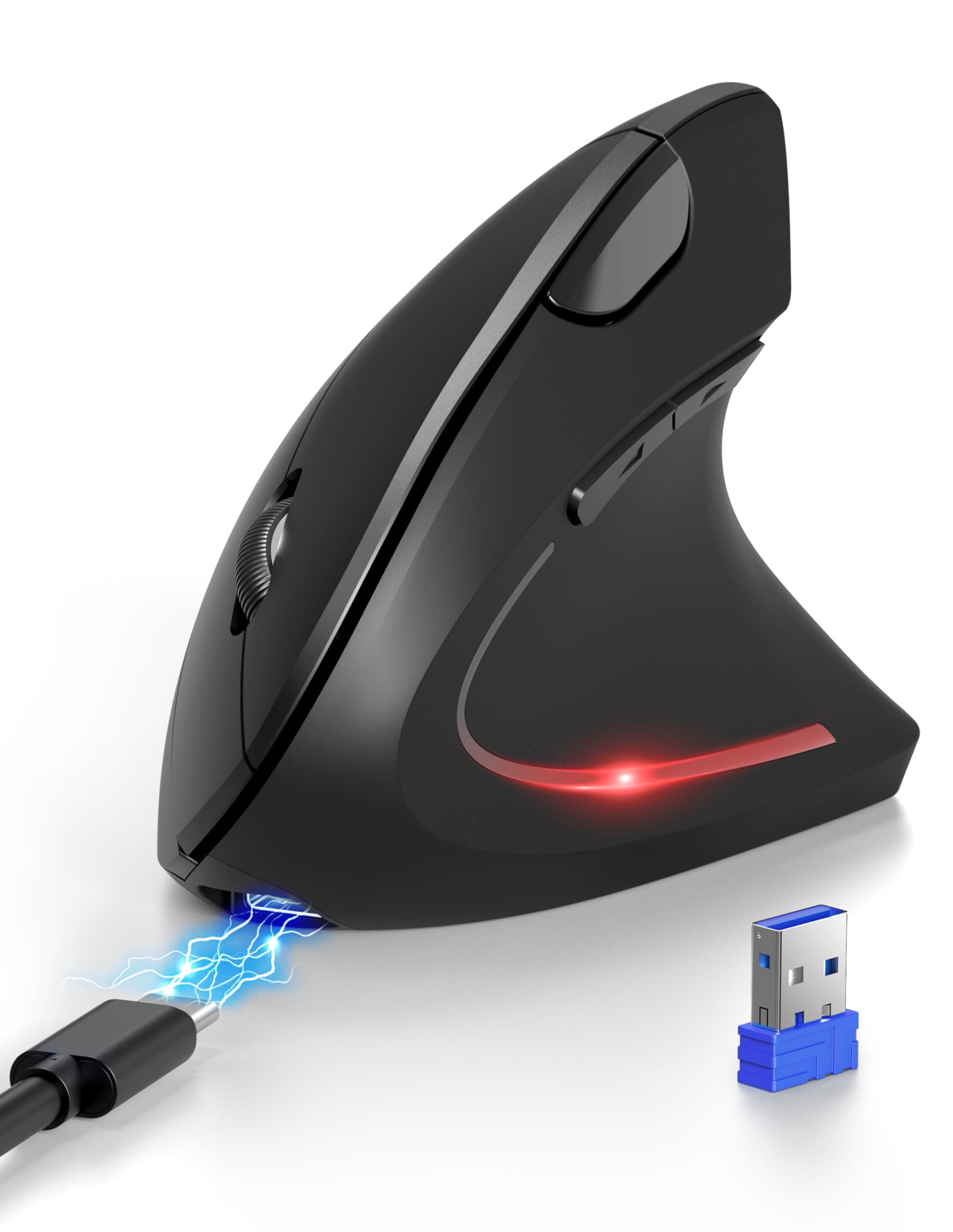 TECKNET Ergonomische Bluetooth Maus, Wiederaufladbar Kabellose Vertikale Maus (BT 5.0/3.0 + 2.4G), 6 Einstellstufen bis 4800 DPI, Optische Leise Funkmaus mit USB-A-Empfänger, Breite Kompatibilität Schwarz Angebot bei HelloDeals