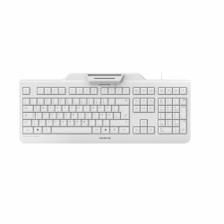 CHERRY KC 1000 SC, Kabelgebundene Security-Tastatur mit integriertem Kartenleser, Deutsches Layout (QWERTZ), Plug & Play (USB-A), Flaches Design, Weiß-Grau Weiß-Grau Deutsches Layout - QWERTZ Angebot bei HelloDeals