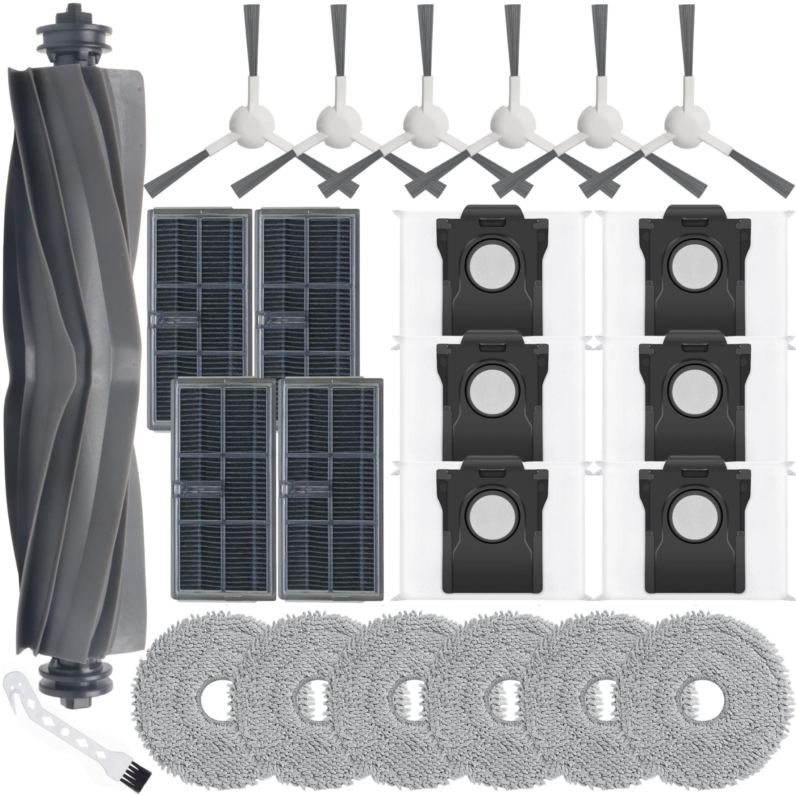 24 Stück Zubehör für Dreame L10s Ultra Gen 2/L10s Pro Ultra Heat/X30 Ultra/Mova E30 Ultra Saugroboter,Bestehend Aus 1 Hauptbürste,6 Wischtüchern,4 HEPA Filtern,6 Seitenbürsten,6 Staubbeutel L10s Ultra Gen 2 Zubehör Angebot bei HelloDeals