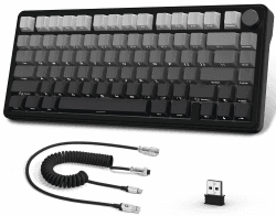 AJAZZ x Attack Shark X85 Mechanische Tastatur,75% Kabellose Gaming-Tastatur mit Knopf,5-Lagige Polsterung,Seitlich Bedruckte PBT-Tastenkappe,BT5,1/2,4 GHz/USB-C,Hot-Swap-Linearschalter,RGB,für PC,MAC Farbverlauf Schwarz (White Jade Switch) Angebot bei HelloDeals