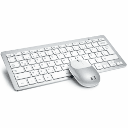 seenda Funktastatur mit Maus, Kleine Tastatur Maus Set kabellos mit USB Empfänger für PC/Laptop/Desktop/TV, Ultradünne 70% Tastatur mit QWERTZ Layout, Weiß & Silber Weiß&Silber Angebot bei HelloDeals