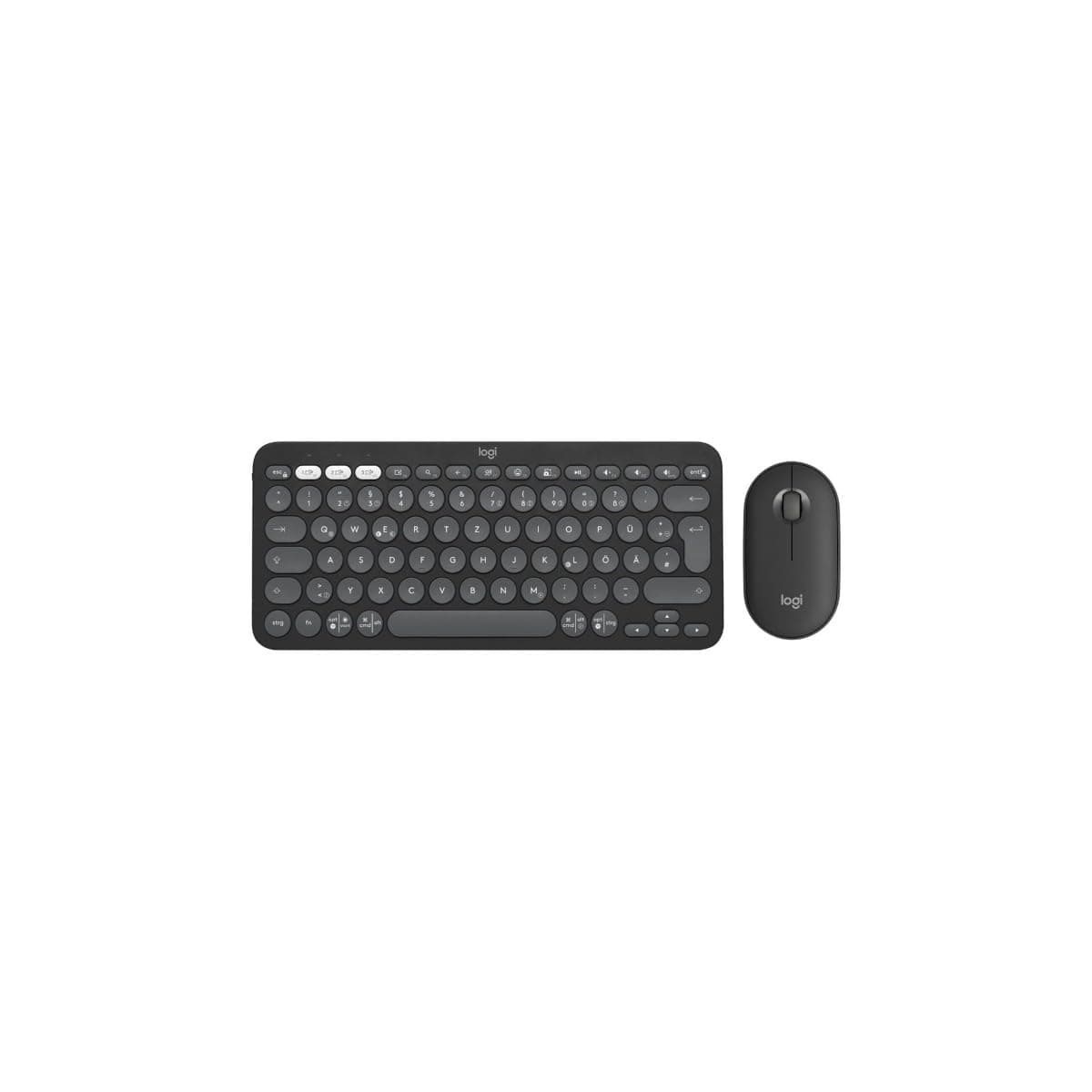 Logitech Pebble 2 Combo für Mac, kabellose Tastatur und Maus, schlank, leise und mobil, anpassbar, Bluetooth-Maus und -Tastatur, Easy-Switch, für macOS, iPadOS, Deutsches QWERTZ-Layout, Grafit Angebot bei HelloDeals