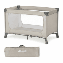 hauck Kinderreisebett Dream N Play ab Geburt bis 15 kg, Klein Zusammenklappbar inkl. Tragetasche und Faltboden, Liegefläche 120 x 60 cm (Beige) Blau Angebot bei HelloDeals