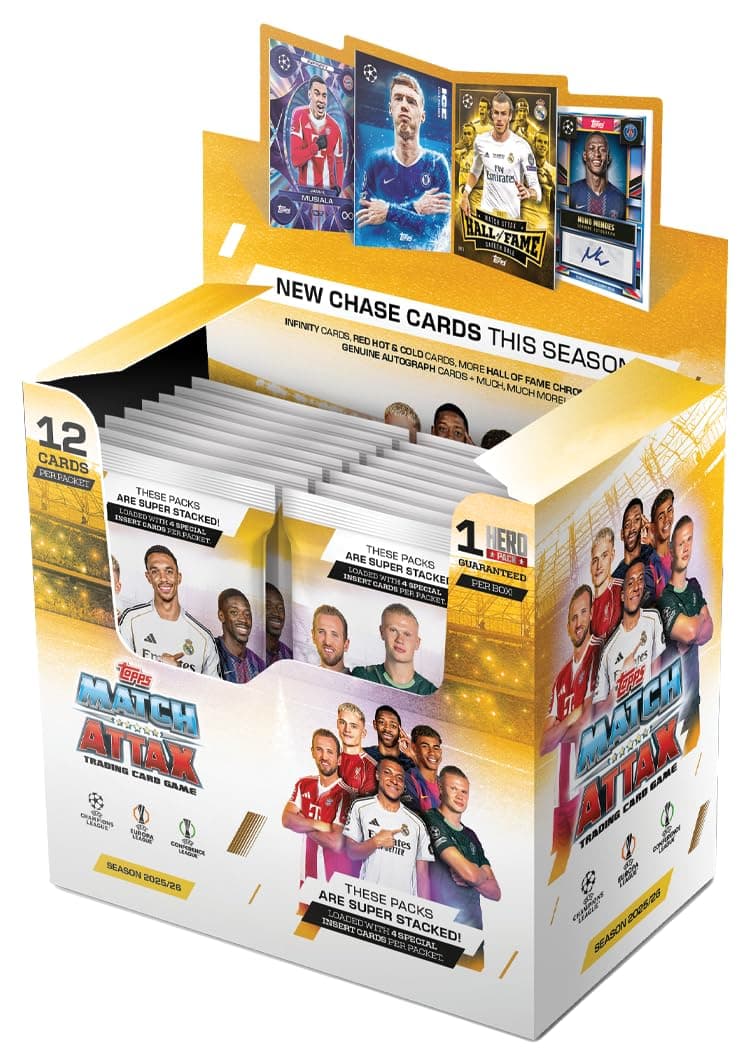 Topps UCC Match Attax 2025/26 - Full Box - Enthält 32 Päckchen mit 4 speziellen Einsteckkarten pro Packung (12 Karten pro Packung) Angebot bei HelloDeals
