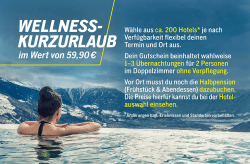 JOCHEN SCHWEIZER Geschenkgutschein: Wellness Kurzurlaub für 2 (3 Nächte) Angebot bei HelloDeals