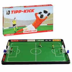 TIPP-KICK Junior Cup mit Bande 82x56 cm – Spielfertiges Set mit 2X Spieler, 2X Torwart, 2X Plastiktor, 2X Ball I Spielfeld aus Filz Single Angebot bei HelloDeals