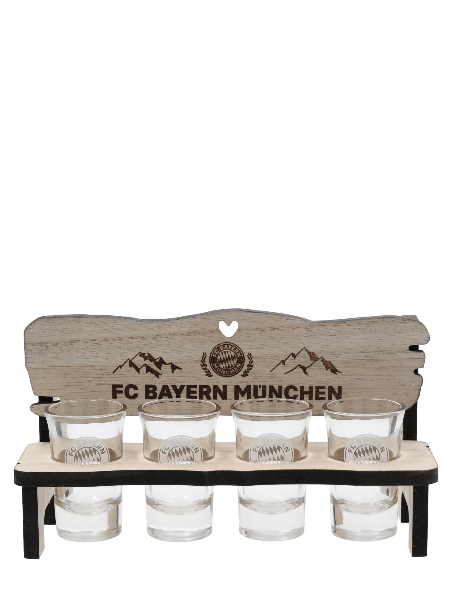 FC Bayern München I Schnapsbank-4er I Schnapsgläser I Stamperl Angebot bei HelloDeals
