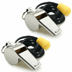 Pfeife, 2 Stück, Edelstahl-Sportpfeifen mit Umhängeband, lauter, knackiger Klang, ideal für Trainer, Schiedsrichter und Beamte (Silber (Edelstahl)) Angebot bei HelloDeals