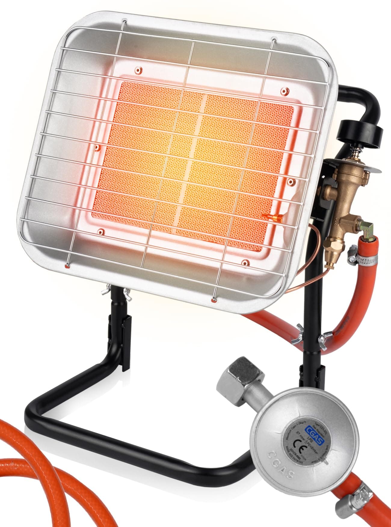 MalTec Gasheizstrahler Gazcamp Strahlende Flaschenhalter STEHEND 4,5kW Sunshine Camping inkl. Gasschlauch Gasdruckregler Angebot bei HelloDeals