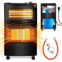 Gasheizer Gasheizung für Innenräume 4,2kw+1,26kw Gas-Elektro-Heizgerät, Gasofen inkl. Gasdruckregler & Gasschlauch, Gasheizofen mit 3 Heizstufen für Gasflaschen bis 15kg Gasheizung(Standard) Angebot bei HelloDeals
