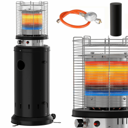TLSUNNY Heizstrahler Terrasse, Heizpilz Gas Terrasse, Terrassenstrahler mit Schutzhülle, Terrassenheizer Gas mit Rädern, Heringen und Piezoelektrische Zündung, Schwarz, für Terrasse und Balkon Angebot bei HelloDeals