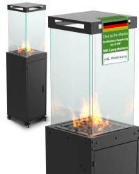 Gartenzeit® Gas-Terrassenheizer mit Glaszylinder – Maße 36 × 36 × 140,5 cm - 8 kW Heizstrahler Gas für Terrasse & Garten/Heizpilz mit Kippschutz & Flammensensor/Gaskmin, Gasstrahler, Wärmepilz Angebot bei HelloDeals