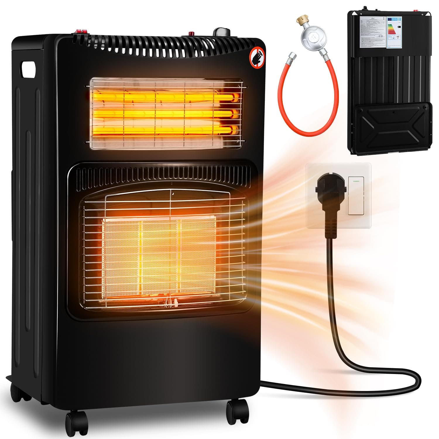 Gasheizer 4200W & Elektroheizung 1260W, Elektrische Gas-Zweizweckheizgeräte, Infrarot Heizstrahler, Heizstrahler Gasheizgerät mit 3 Schutzvorrichtungen, Gasheizofen, Gasflaschen bis zu 15 kg Angebot bei HelloDeals