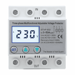 Einstellbarer Spannungsschutz Überspannungsschutz 3 Phasen 4 Draht LCD Multifunktions Self 8209 Rückstellspannungsschutzgerät STVP-932 230V / 400VAC(50A) Angebot bei HelloDeals