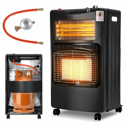 Gasheizer 4200W & Elektroheizung 1200W, Gasheizung Infrarot Heizstrahler, Heizstrahler Gasheizgerät mit 3 Schutzvorrichtungen, Gasflaschen bis zu 15kg, Gasofen mit Gasdruckregler Gasschlauch Angebot bei HelloDeals