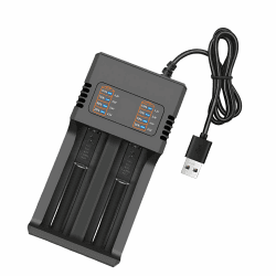 Akku Ladegerät für 18650 26650 21700 18490 16340 14500 10440, Akkuladegerät mit USB Kabel Batterieladegerät 2 Steckplatz Intelligenter Schnellladung für 3,7V Li-Ion Wiederaufladbare Akkus Angebot bei HelloDeals