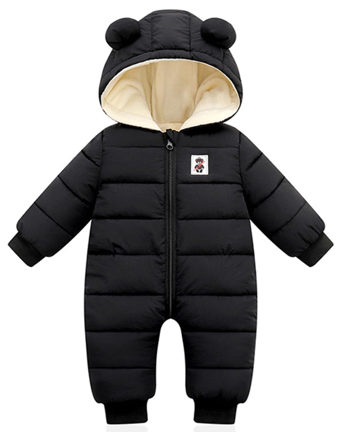 Baby Winter Overall mit Kapuze, Strampler Schneeanzug Jungen Mädchen Langarm Jumpsuit Warm Outfits Geschenk 9-12 Monate 9-12 Monate (1er Pack) Schwarz Angebot bei HelloDeals
