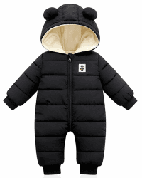 Baby Winter Overall mit Kapuze, Strampler Schneeanzug Jungen Mädchen Langarm Jumpsuit Warm Outfits Geschenk 9-12 Monate 9-12 Monate (1er Pack) Schwarz Angebot bei HelloDeals