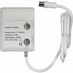 Renkforce Kabel-TV Verstärker 2-Fach 20 dB, RF-4318094, Weiß Angebot bei HelloDeals